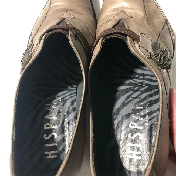 Hispanitas Leather Heels Worn Look Tan Brown Buckle size  37 (US 6-6.5) - Picture 7 of 14